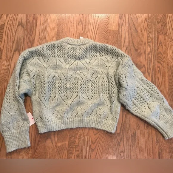 Topshop Light Mint Green Pointelle Textured Knit Sweater NWT - Picture 4 of 6
